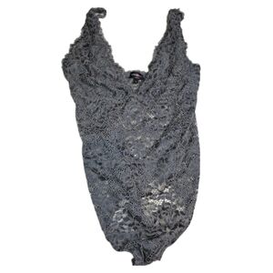 Cosabella Pret a Porter Large White Dove Grey Lace Bodysuit Thong Teddy Italy